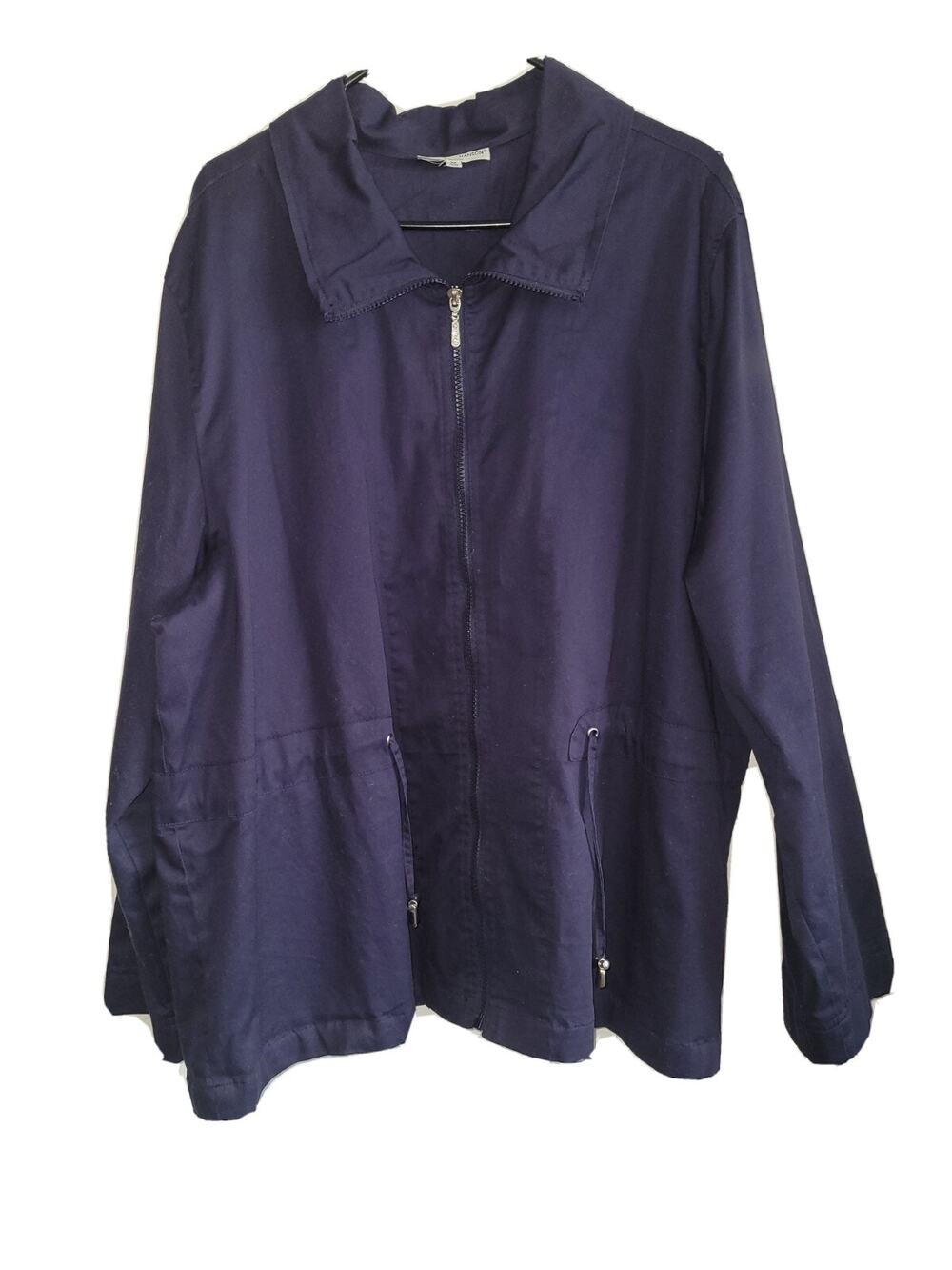 Women's Hillard & Hanson Navy Lightweight Coat Jacket - 3XL -Zip Front